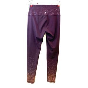 Purple and Gold Z by Zobha  Large Full Length Leggings Textured Work out Pants
